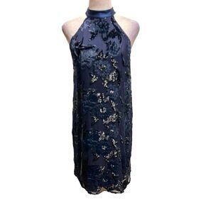 Elie Tahari Anika navy floral mini dress size 6